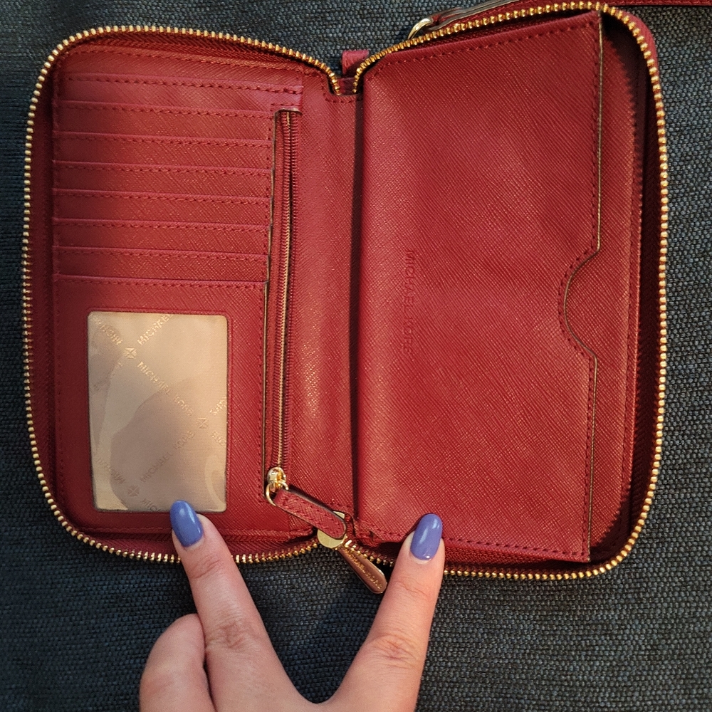 Michael Kors Red Leather Wallet with Gold Tone Hardware - Picture 3 of 3